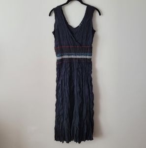 Vintage Y2K Susy Shier Black Sleeveless Crinkle Crepe Grecian Boho Dress